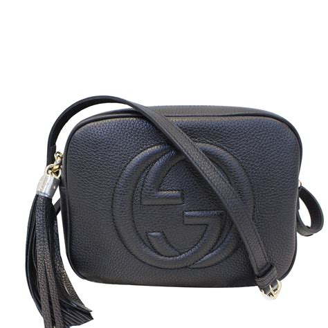 gucci soho disco crossbody leather strap small black|gucci disco bag best price.